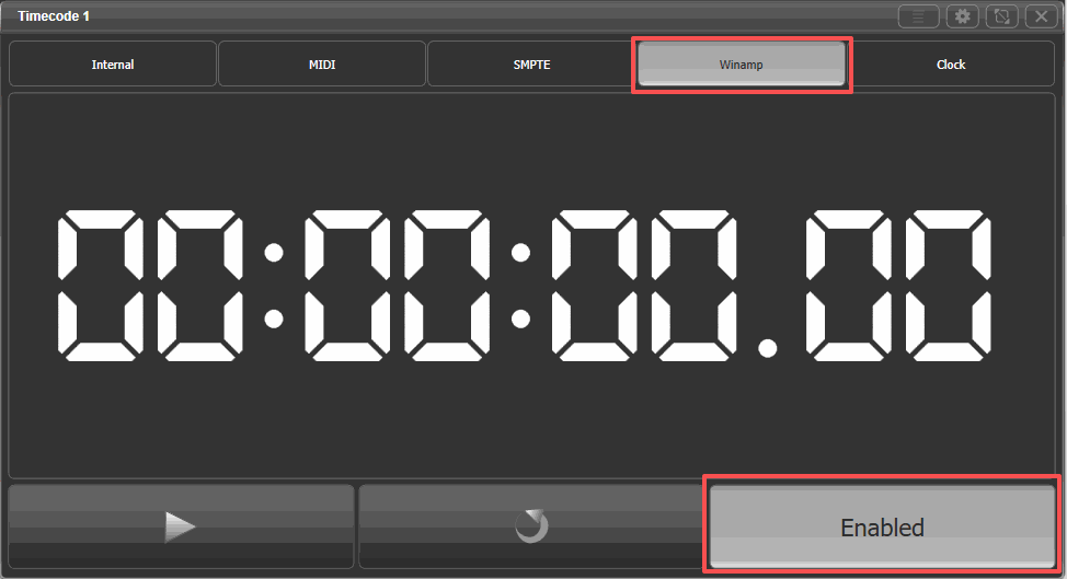 Titan Timecode 来源设置为 Winamp